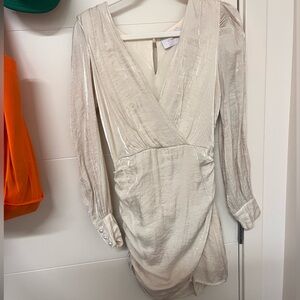 Elegant Cream Wrap Dress